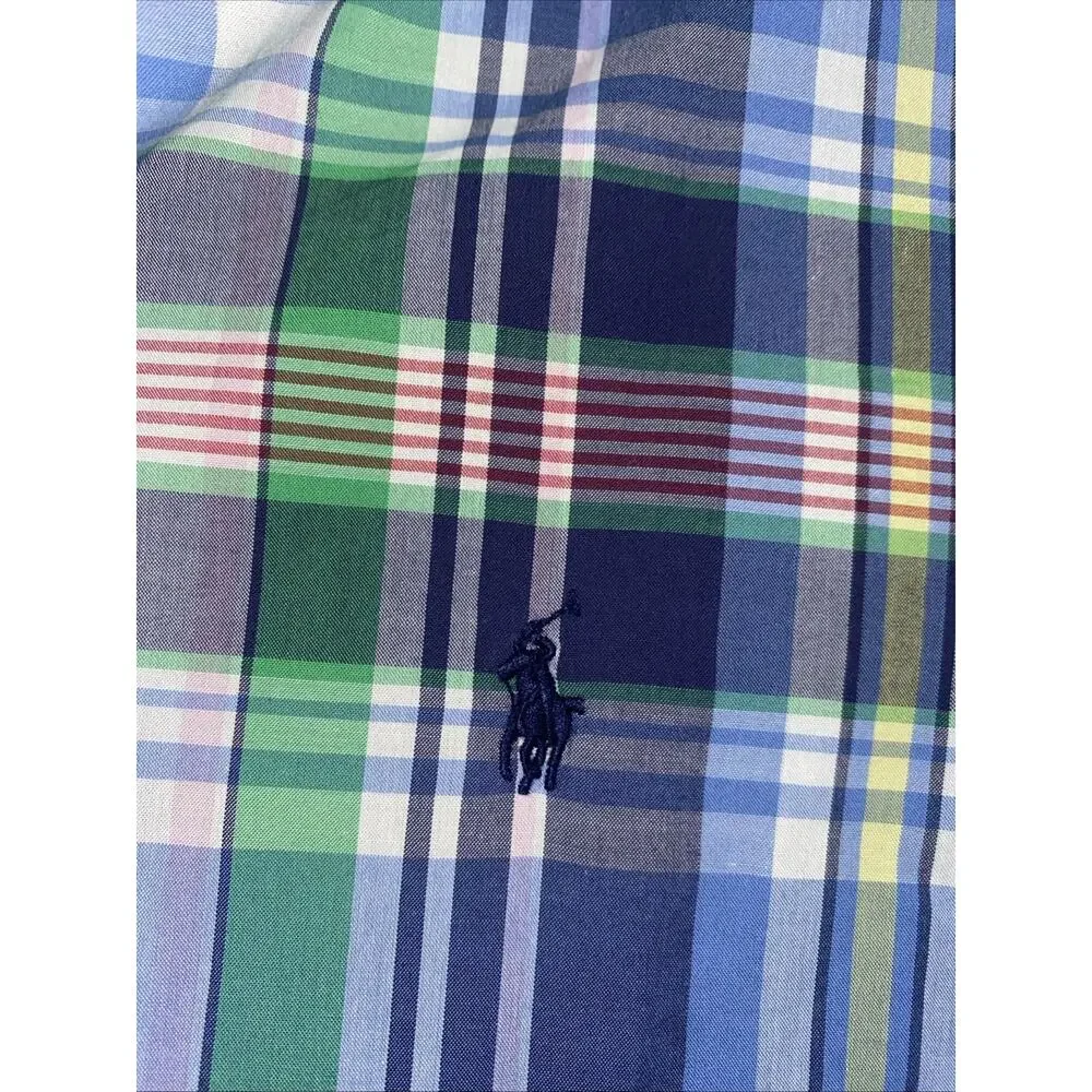 Ralph Lauren Natural Blue Plaid shirt size large 14/16 Button Down L/S